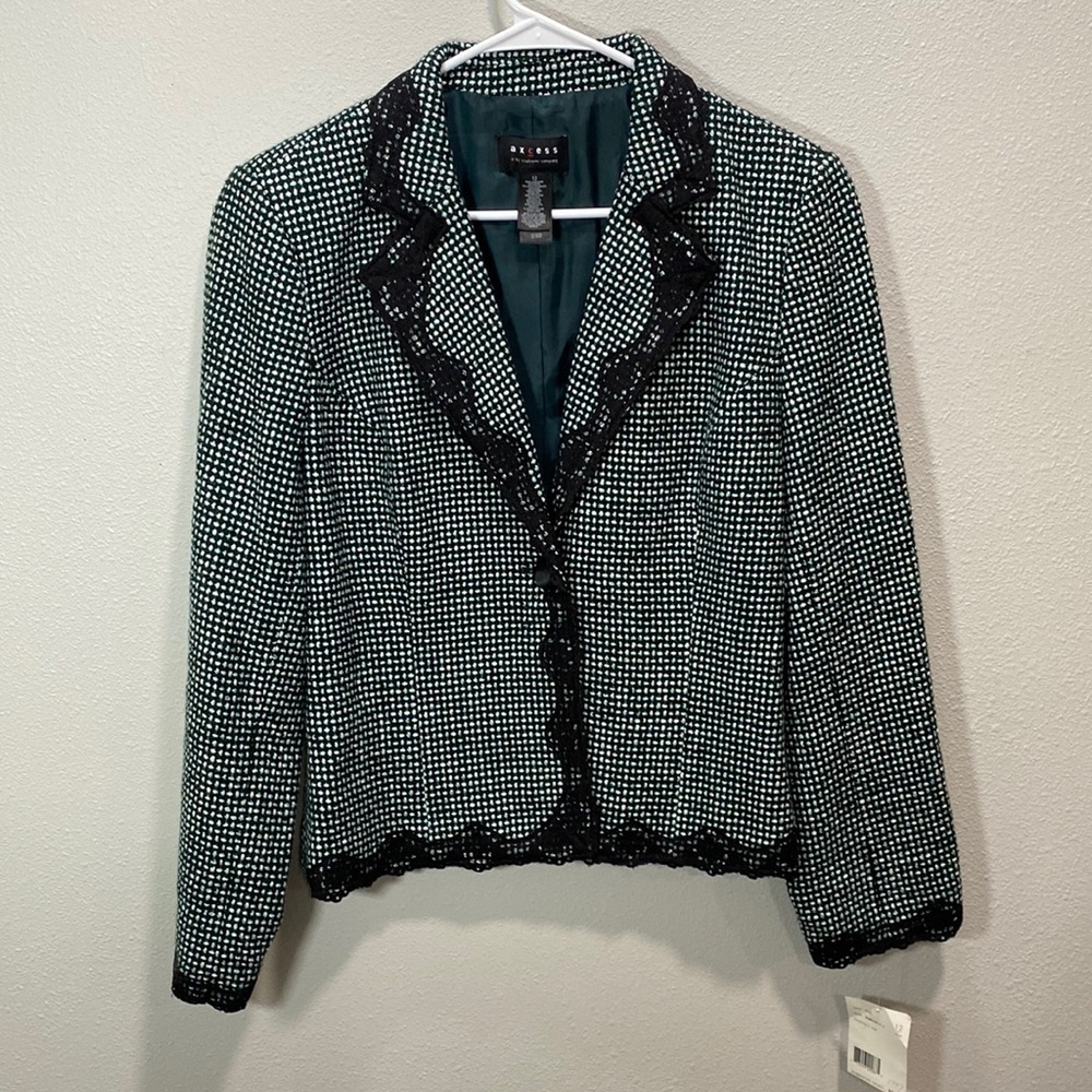 Axcess by Liz Claiborne Keeping it‎ Teal  jacket blazer tweed